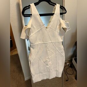 bebe Ivory Cold Shoulder Mini Dress